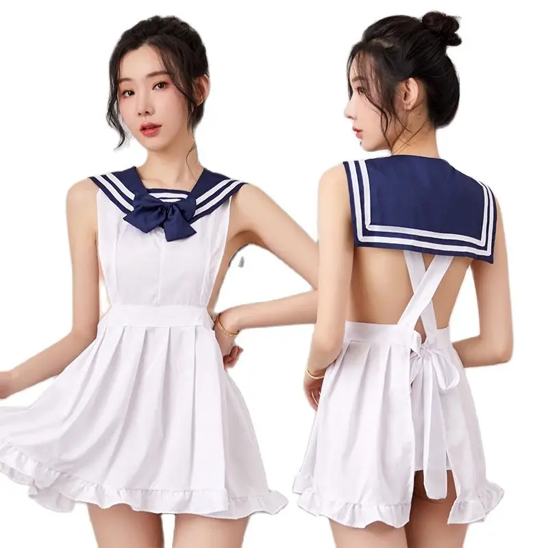 

Woman suspenders one-piece maid outfit sexy lingerie uniform temptation passion pajamas