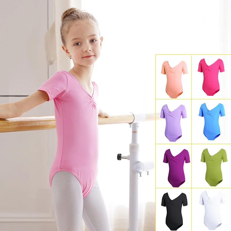 Justaucorps de ballet en coton pour filles, costume de batterie de danse, justaucorps de gymnastique à manches courtes, tenues de ballerine pour tout-petits, vêtements de danse pour enfants