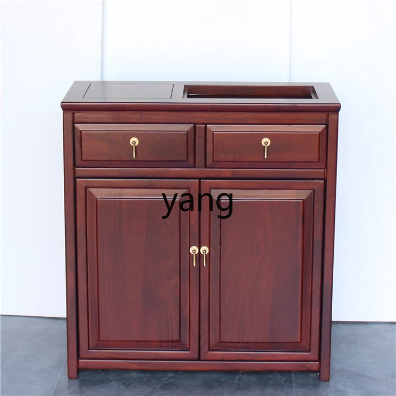 

YHL Elm New Household Cabinet with Wheels Mobile Table Small Table Cart Kung Fu Table Kettle in One