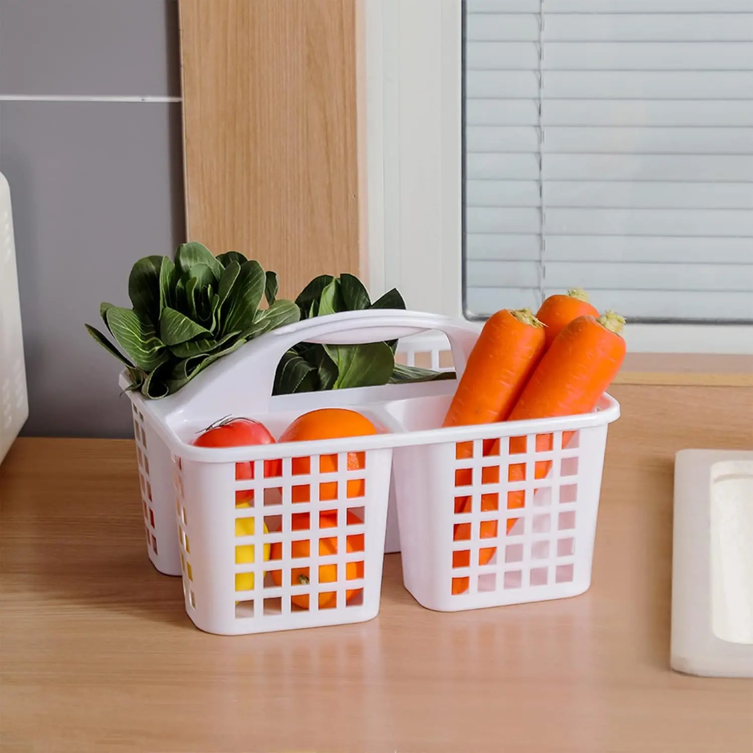 Portable Divided Plastic Shower Caddy with Handle for Versatile Storage in Dorms, Kitchens, and Bathrooms