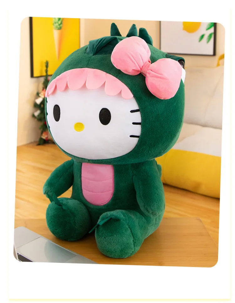 Hello Kitty Plush Dinosaur Toy Cartoon Doll Room Decoration Sleeping Throw Pillow Gift