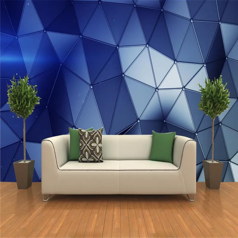 Modern 3D Blue Polygonal Geometric Photo Wallpaper Mural Internet Cafe Technology Office KTV Bar Industrial Decor Wall Paper |