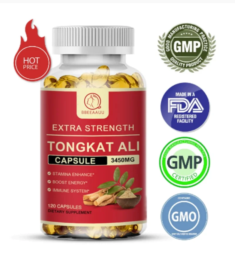 

BBEEAAUU 3450 Mg Tongkat Ali Extract Capsule for Men Energy Supplements Health Immune NO Fatigue Emotional Stimulating Desire