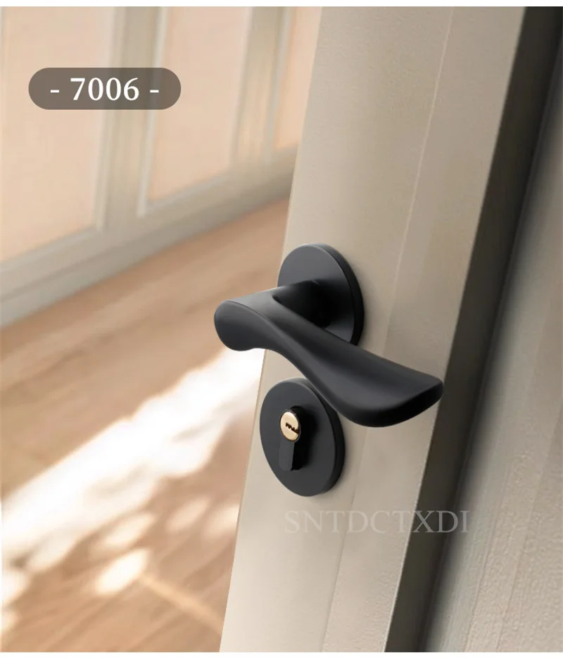 Description Picture 6 of itemAluminum Alloy Silent Split Lock European Black Alloy Bedroom Handle Lock Key Set Anti-Theft Safety Mechanical Door Locks