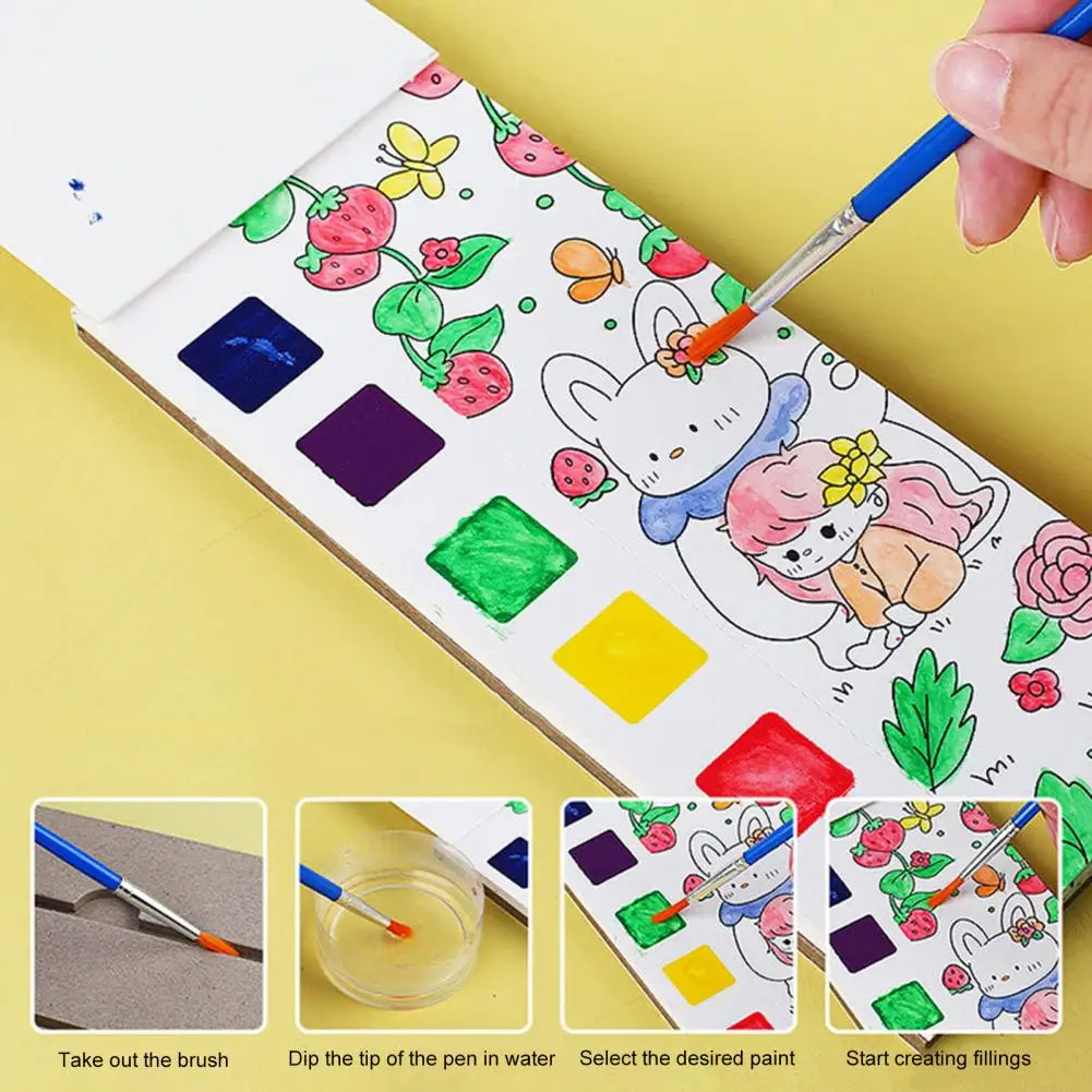 MOHAMM 1pc Creative Watercolor Coloring Book Comes with Pigments for Kids  Adult Student Doodle Picture Book - AliExpress