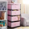 Pink 4 Drawer Storage Organizer Fabric Dresser Clothes Stand Versatile Unit Bedroom Nursery Living Room 3
