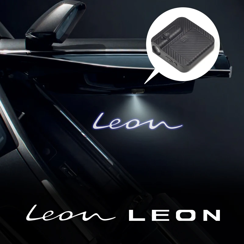 2Pcs Led Car Door Emblem Light Welcome Lamp Proiettore Laser Wireless Per Seat Leon Logo