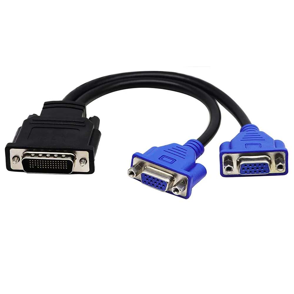 59 pin DVI to dual VGA cable 59 pin to 2 VGA cable, DVI graphics card conversion cable, graphics card adapter cable 25CM