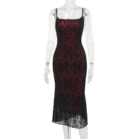 Gothic Sexy Long Fishtail Dress for Women Robe New Spaghetti Strap Sleeveless Backless Ruched  Vintage  Maxi Dress Vestidos - Image 5