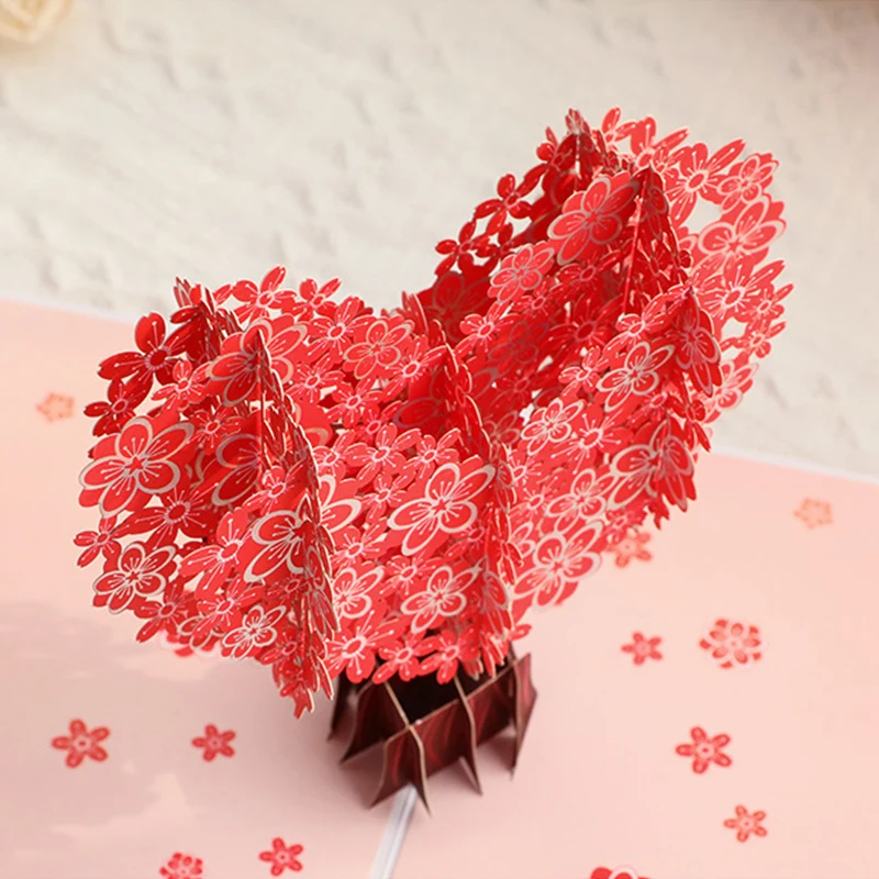 3D Pop Up Love Sakura Tree Biglietto D'Invito Di Auguri Taglio Laser Cartolina In Miniatura Amante Fidanzata Regali Carini Decorazioni Per Feste Di Ma
