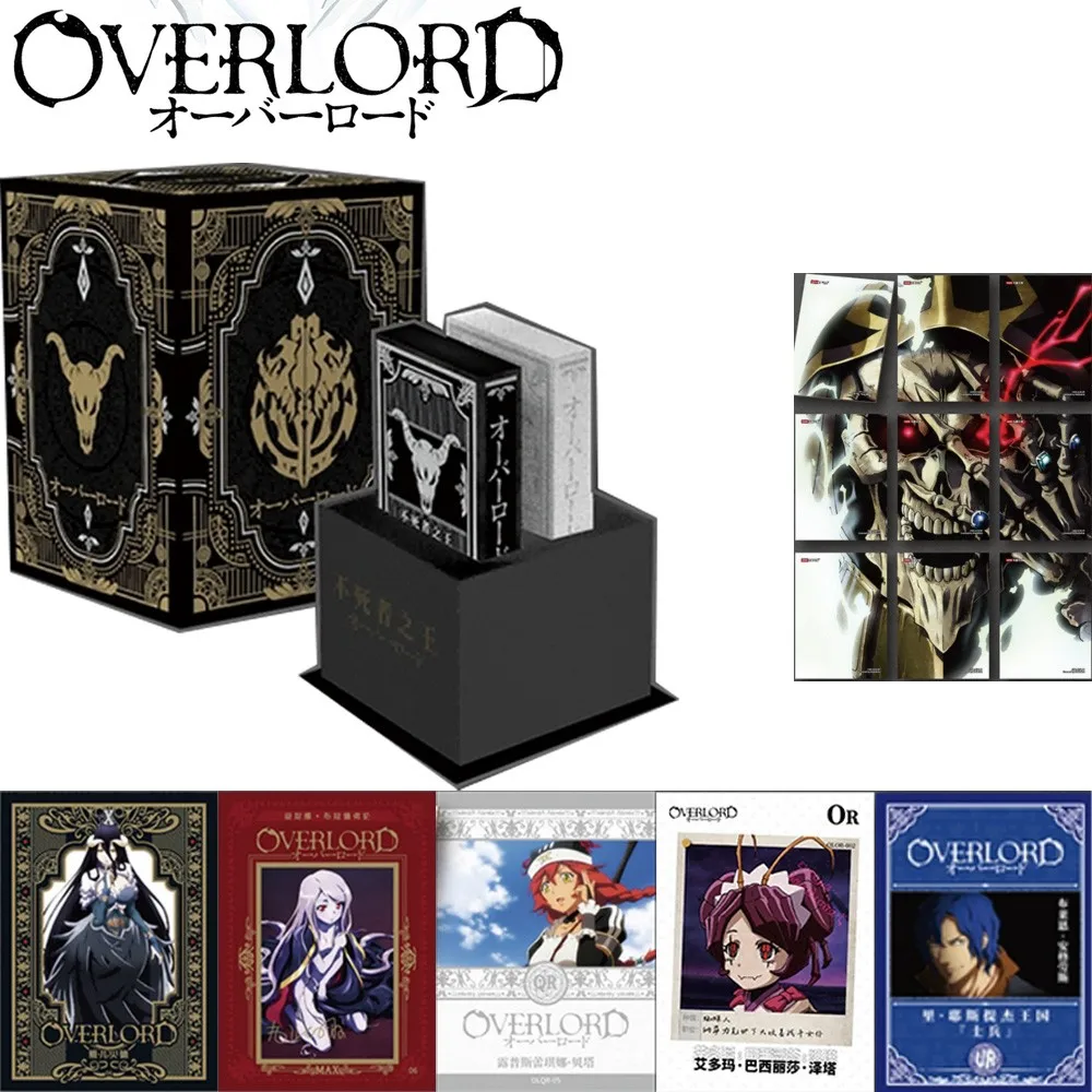 

Original Overlord Luxury Collection Card Box Anime Characters Limited Edition Metal Hollow Out Cards TCG Game Toy Boy Hobby Gift