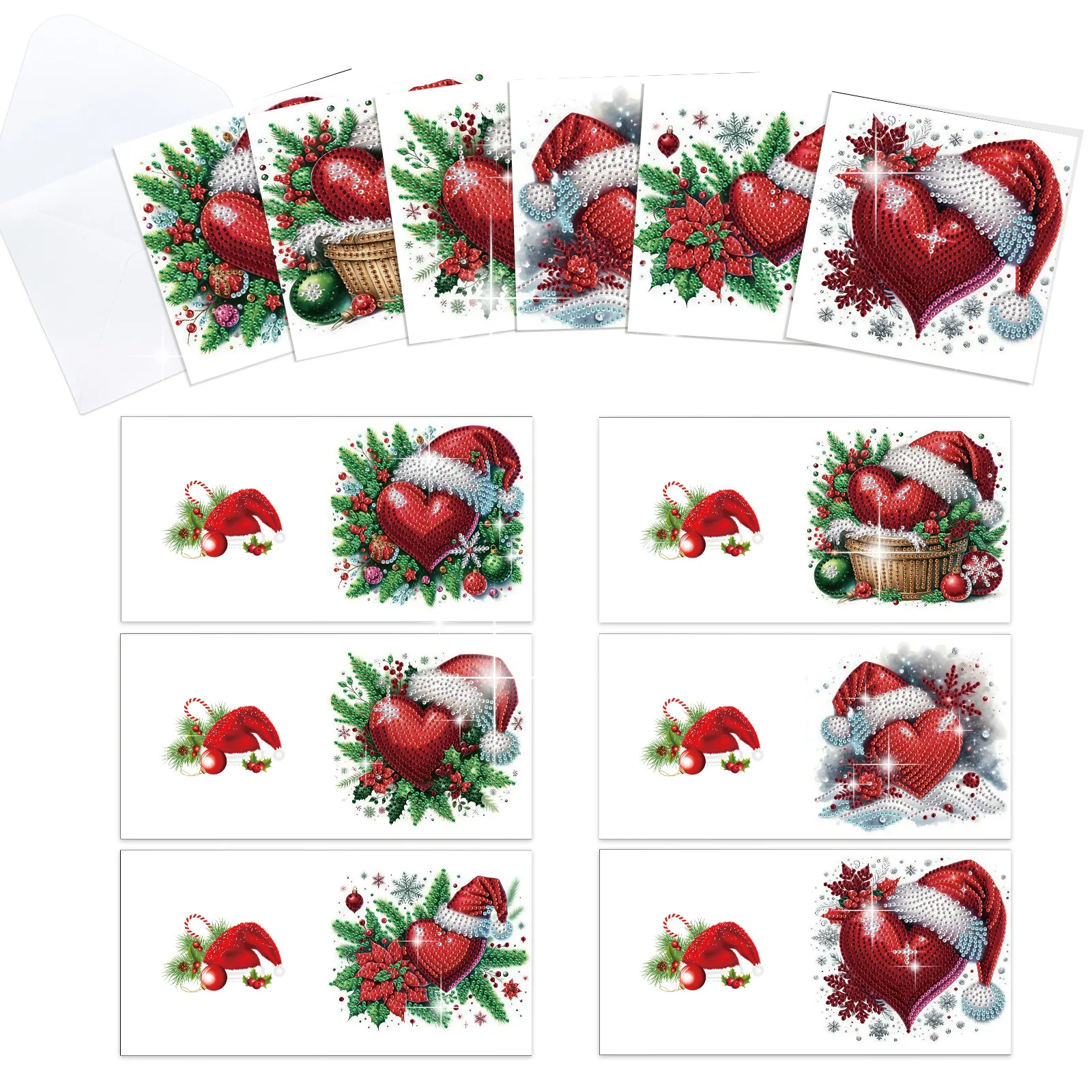 6PCS Diamond Art Painting Greeting Cards Kits,Christmas Love Special Shaped Diamond Art congratulation cards Art handmade Gift