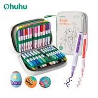 Ohuhu Acrylic Paint Markers 48 Paint Pens Reversible Tip Acrylic Markers Waterproof for Rock Painting Easter Egg Wood Plastic 1