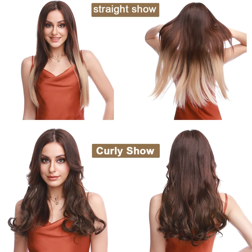 Hair extensions BENIHAIR synthetic invisible wire hair extensions transparent wire adjustable long wavy curly secret hairpiece 20 inch for women