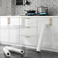 PVC DIY Pearl Film Waterproof Wallpaper Room Self-adhesive Black White Wardrobe Kitchen High Gloss Paste Furniture Wall Stickers 2
