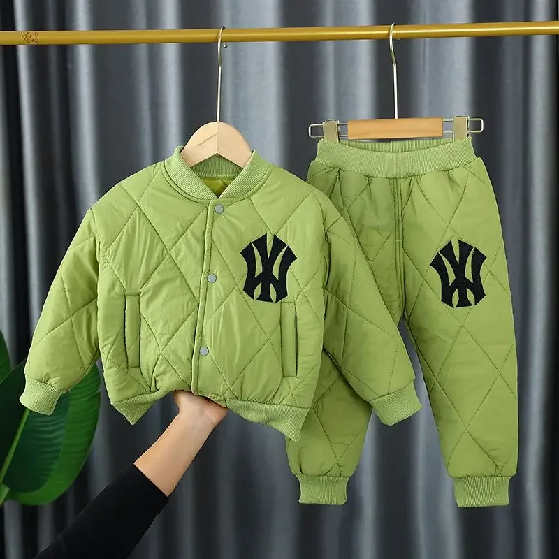 

1-6Y Winter Thick Warm Boys Clothing Sets Baby Cotton Pocket Jacket Coats + Pants 2Pcs For Kid Tracksuit Children Clothes Outfit
