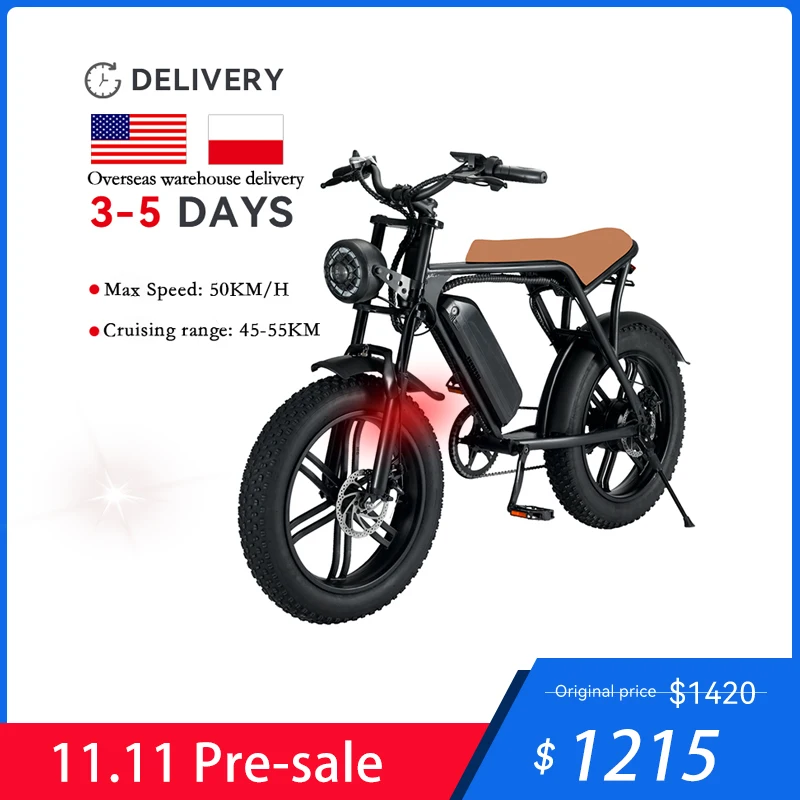 

Arwibon 48V 15AH Lithium Battery 750w 55KM/H 20 Inch Tire City Mountain Electric Bike LED Headlights Adult Electric Bicycle