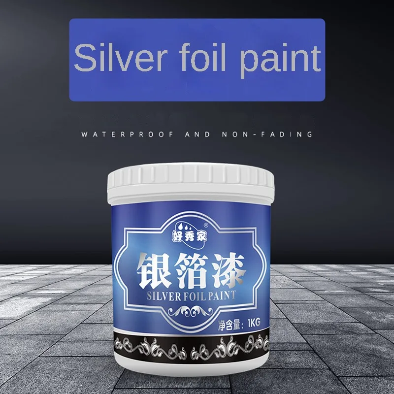 Water-based silver foil paint silver powder paint water-based metal anti-rust glitter art