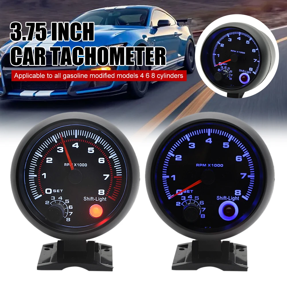 Tachometer gauge for 4/6/8 cylinder engine 3.75 inch 12V 0-8000 RPM