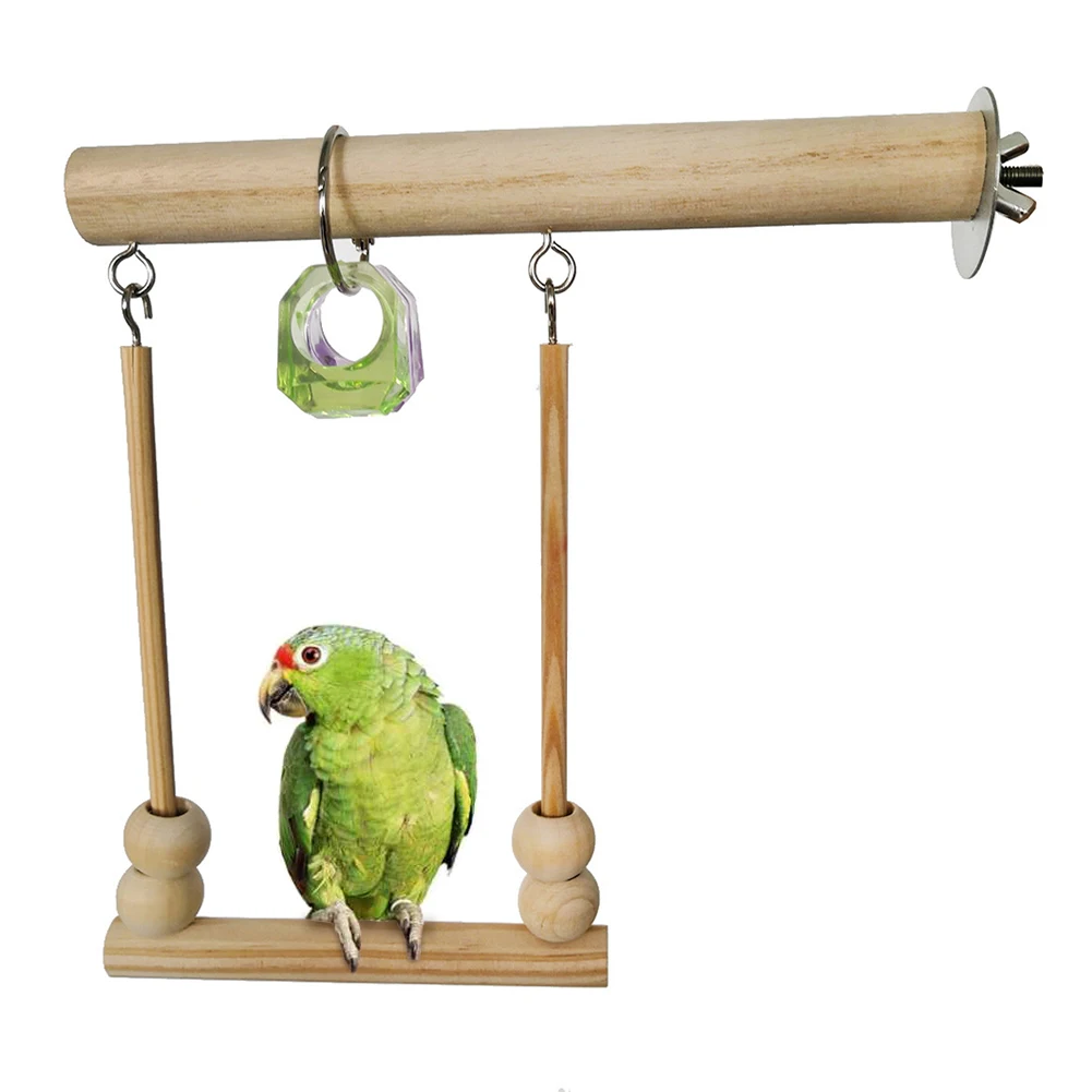 Bird Wooden Swing Toys Parrot Perch Stand Playstand with Chewing Beads Cage Sleeping Stand Play Toys for Budgie Peony Birds images - 6