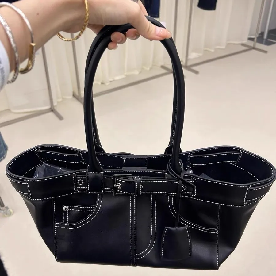 Luxury High Quality Handbags For Women Fashion Large Capacity Solid Leather Shoulder Tote Bag Versatile Simple Trendy Bag