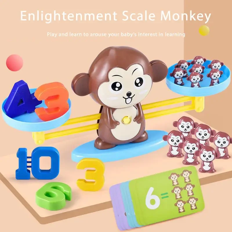 Educational Play set Monkey Balance Interactive Discover Learn Engineering STEM Weighing Scale Balance Game Math Toy for Kids 3