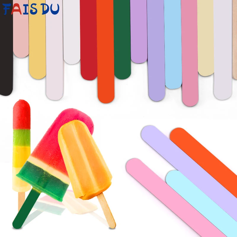 FAIS DU 10pcs Reusable Acrylic Matte Ice Cream Sticks DIY Crafts Kitchen Tools Accessories Popsicle Stick Cake Decorations ice cream sticks disposal lollipop sticks