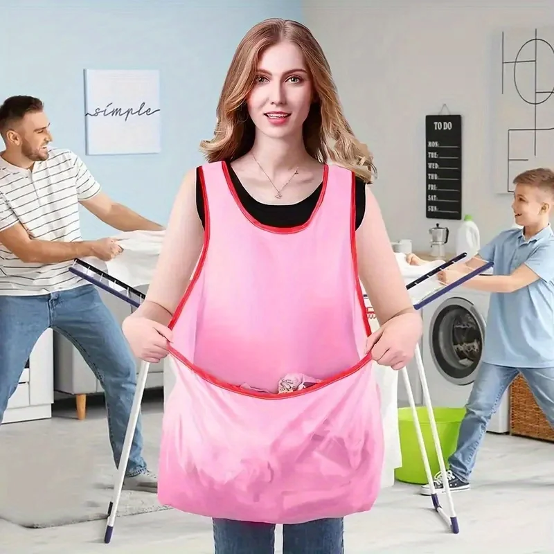 1/2pcs-Large capacity laundry storage bag, perfect for drying clothes and picking fruits and vegetables in the garden. 2
