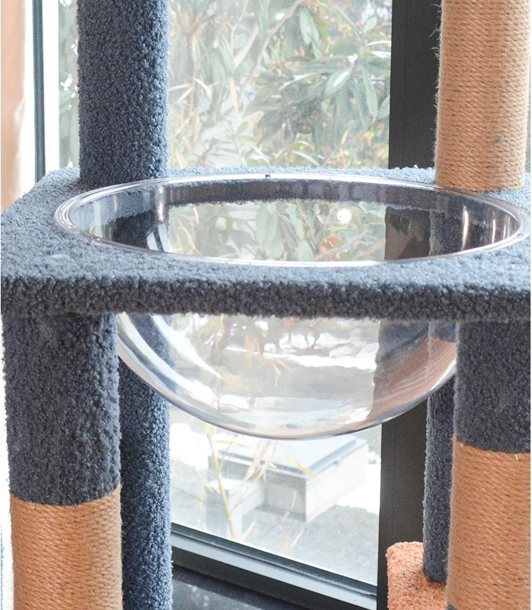 Cat Tree Tower With Sisal Scratching Post 64 Inch 162cm 2 Condos Luxury Pet Climbing Tree Multi-Level Wooden MDF Plywood OEM/ODM