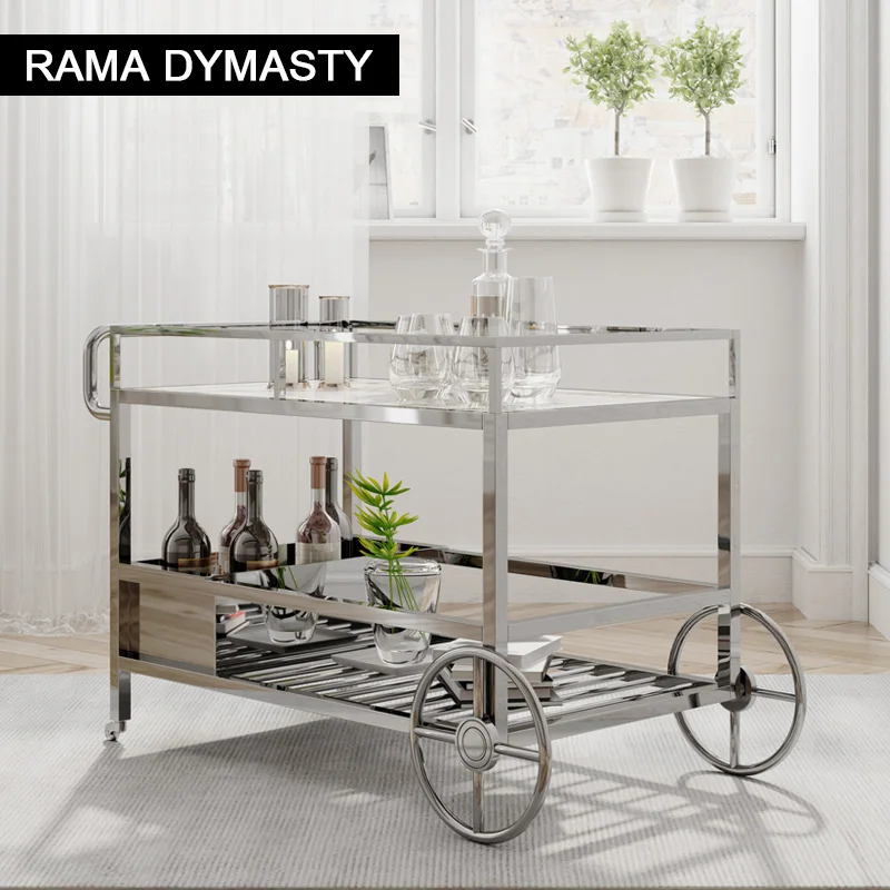 Dining Cart Trolley Hotel Commercial Restaurant Mobile Cake Delivery Stainless Steel Multi-Functional Hand Push Household Wine C