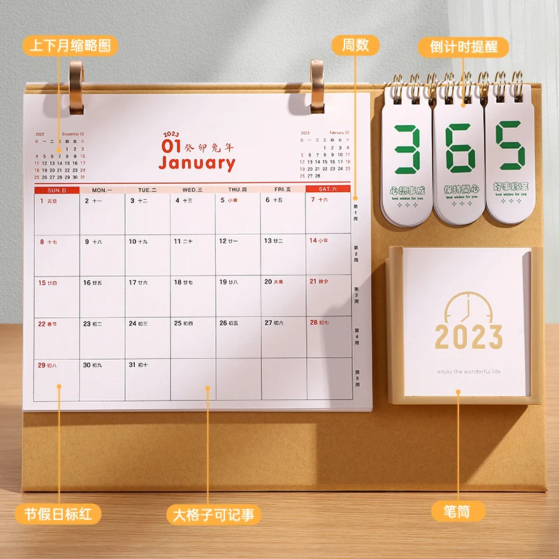 2023 Calendar New 365 Day Countdown Table Calendar Customized Creative  Desktop Penholder Funny Rabbit Year _ - AliExpress Mobile