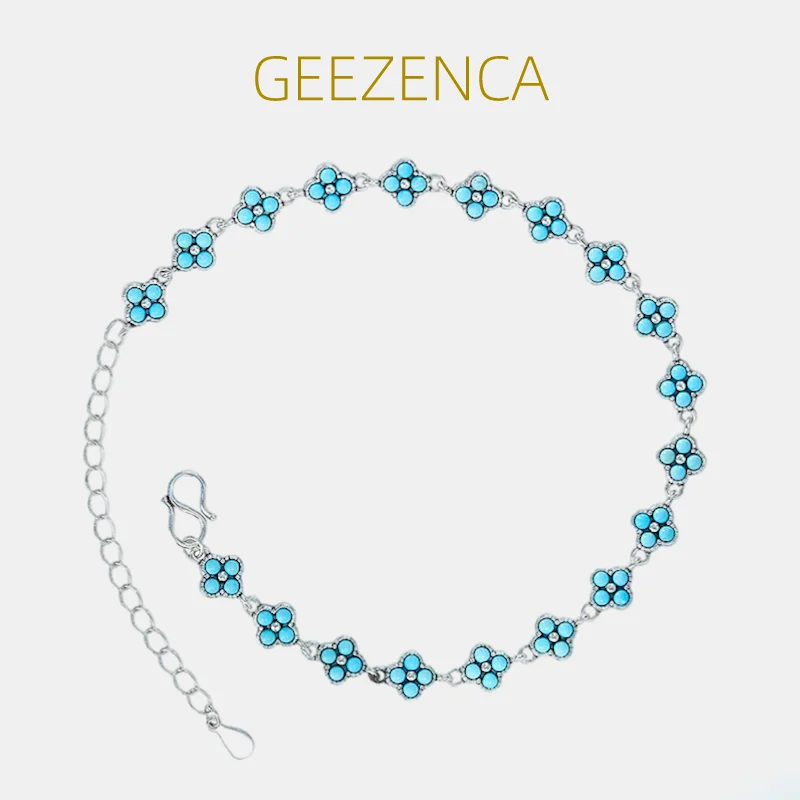 

Браслет GEEZENCA из стерлингового серебра 925 пробы с изображением четырехлистного растения для женщин, шикарный роскошный браслет из звеньев цепи, браслет, 2023, новый подарок