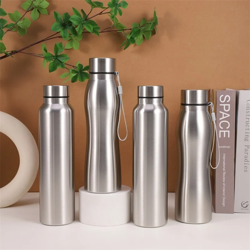 Sports Bottle 1000Ml Stainless Steel Single Layer Water Cup Metal Flask Drinkware Camping Sports Gym