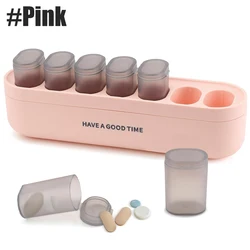Portable Weekly Pill Organizer with 7 - Compartment Storage (Pink - 1Pcs)