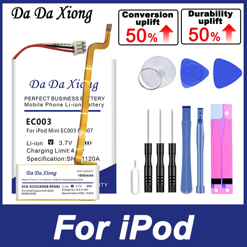 616-0229 Ec003 616-0282 Per La Batteria Di Ipod Classic Video Sottile 3 3G Nano2 2G 5Th 5.5 6Th 7Th Mini Ec003 Ec007 30Gb 80Gb 120Gb 160Gb