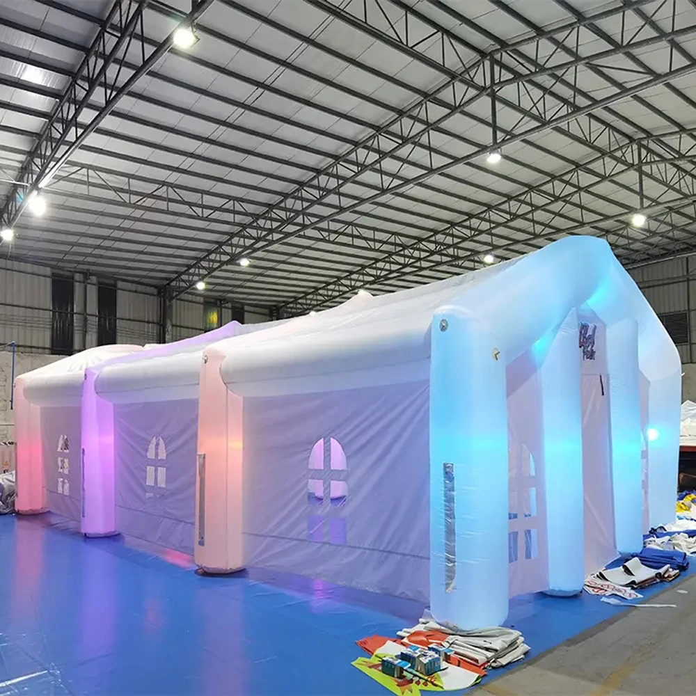 Luxury Outdoor White Inflatable Wedding Tent Large Inflatable Event Tent Square Party Tent House Club With Blower And Led Lights 6