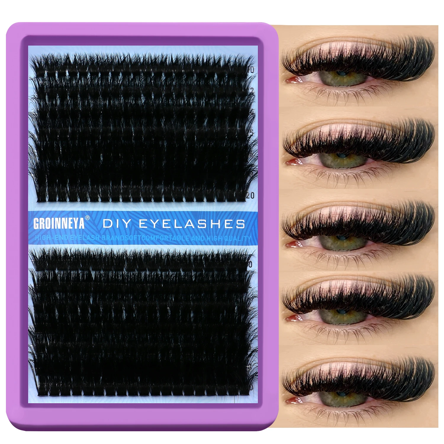 GROINNEYA DIY Lash Extension Mix Styles Lash Clusters Individual Lashes Extensions Clusters DIY Makeup False Eyelashes