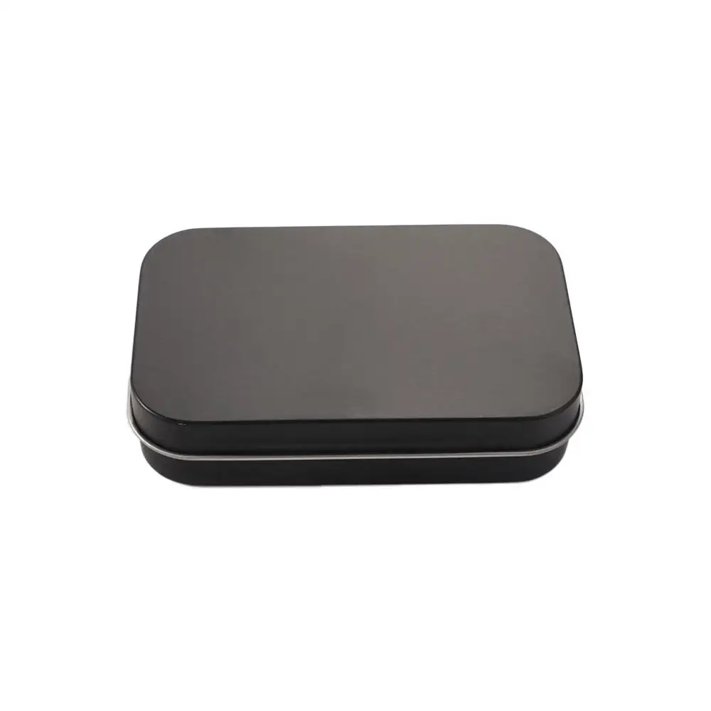 Sealed Tin Survival Kit Coin Organizer Black Card Case Metal Empty Box Black Storage Box Candy