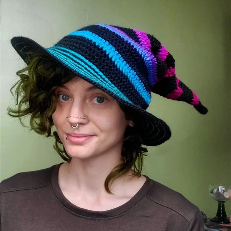 

Knitted Witch Hat for Halloween Party Adult Unisex Carnival Party Cosplay Hat