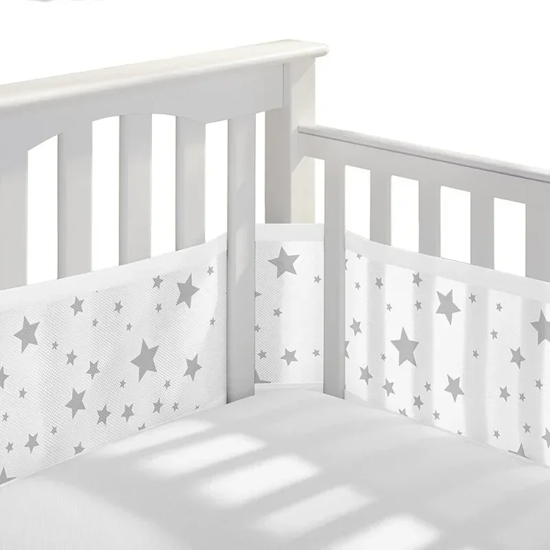 Baby Breathable Mesh Crib Girth 2Pcs/Set Comfortable for 4 Panel Crib Bed Circumference Around Protector Baby Mesh Bumper crib bumper