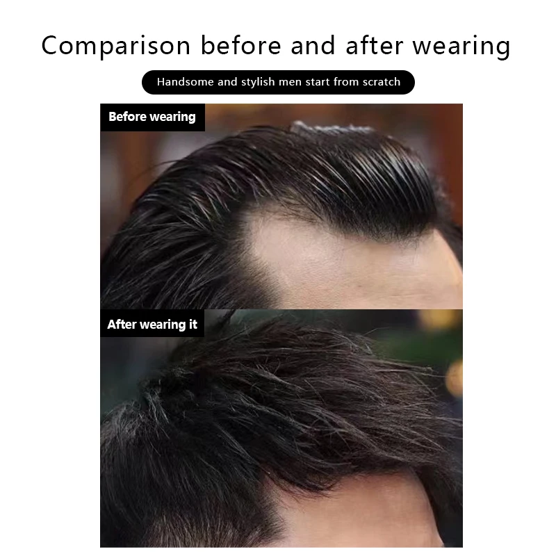 Human Hair Bangs Real Human Hair Forehead Patch Hairpiece Sideburns Toupee Men's Hairline Sideburn Patch