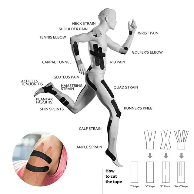 Sports Kinesio Tape Muscle Kinesiology Elastic Knee Pain Relief Strain Patch Athletic Recovery Stickers Fitness Bandages 6