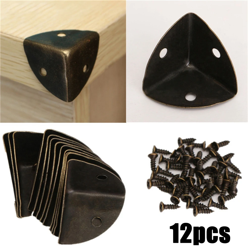 

12 Pcs Decorative Metal Jewelry Chest Gift Box Wooden Case Edge Corner Protector Corner Brackets Hardware Furniture Accessories