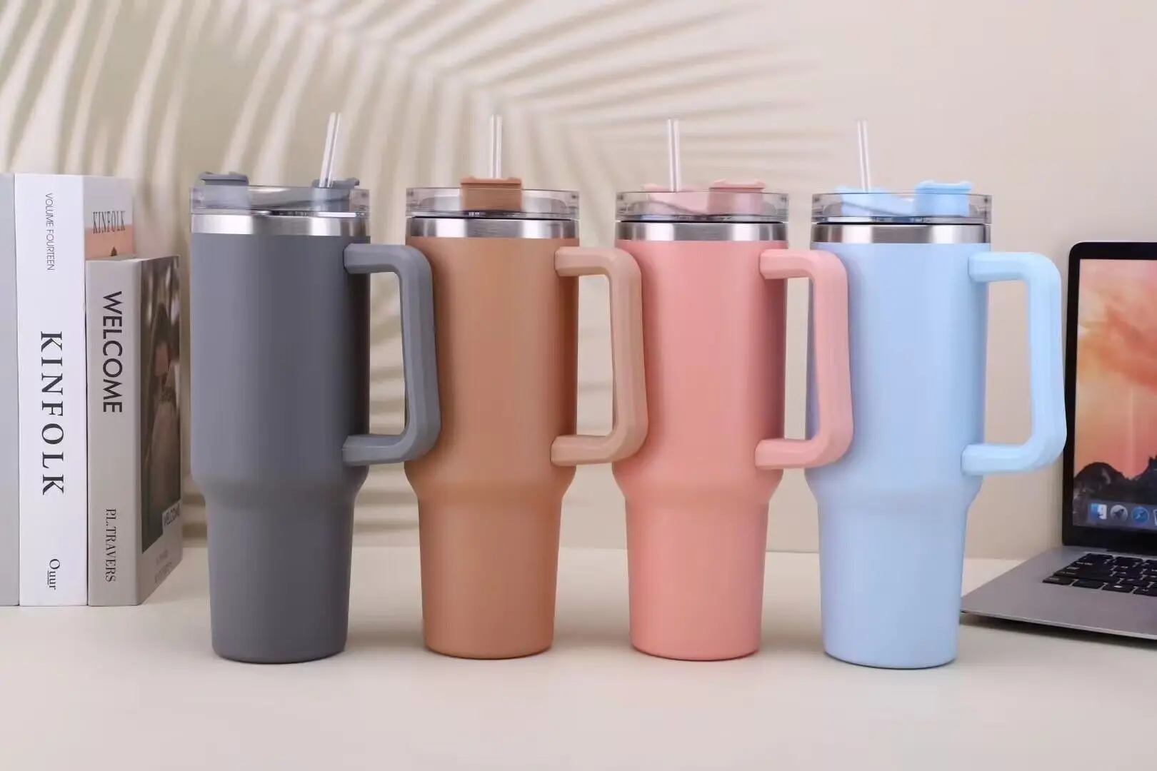 Cafe Insulated Tumbler Straw Stainless Steel Coffee Termos Cup In-Car Vacuum Flasks Portable Water Bottle 40oz Mug With Handle 3 S81b8e0b0e0004cf8b84ca8ab6d91e69eZ