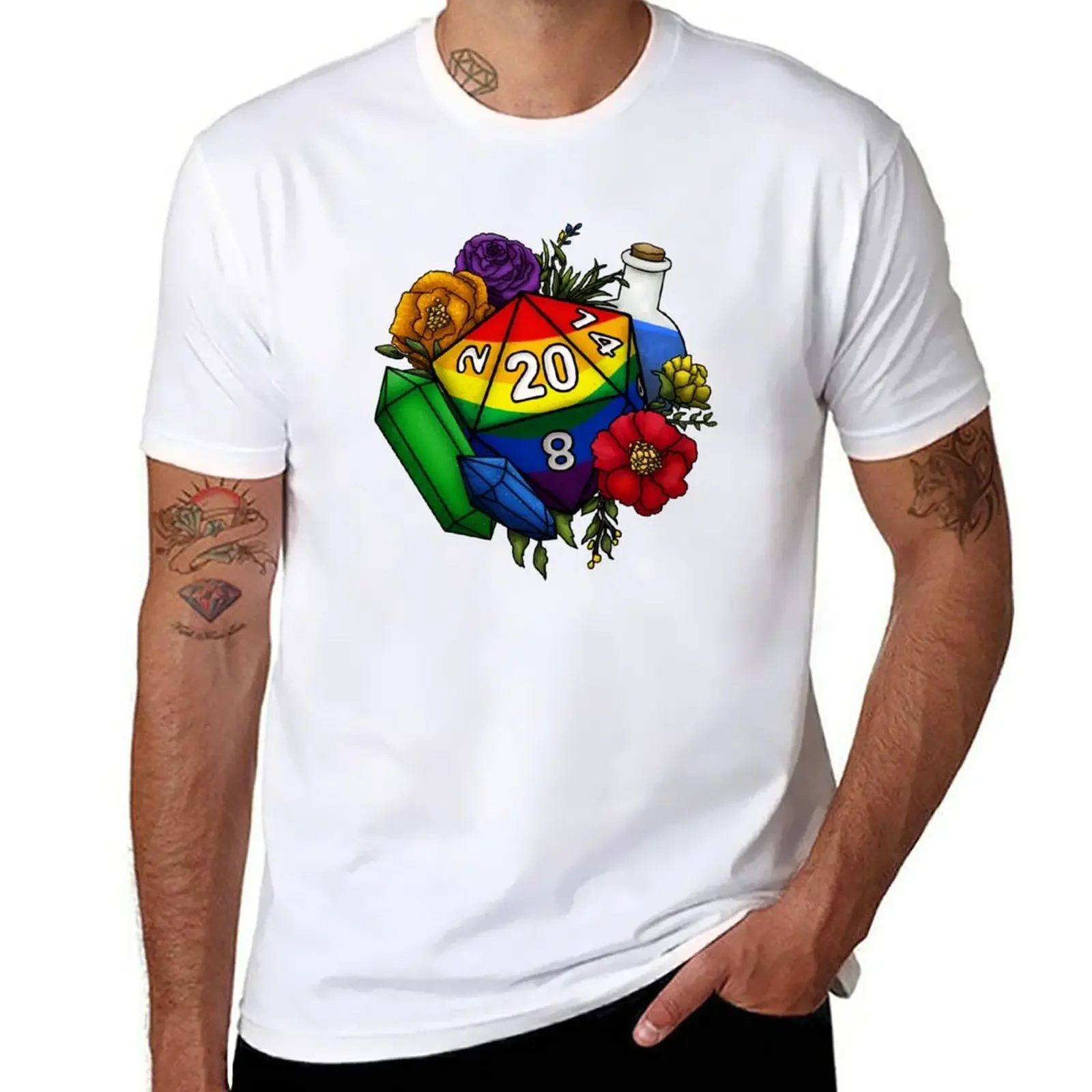 

Pride Rainbow D20 настольная ролевая игра женская спортивная Эстетическая одежда заготовки Мужская футболка