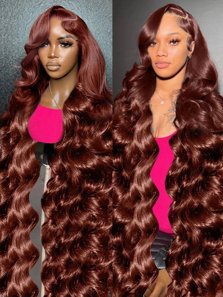 

30 32 Inch Brazilian Reddish Brown 13x4 13x6 HD Lace Front Wigs Human Hair Body Wave 250% Glueless Lace Frontal Wig For Women