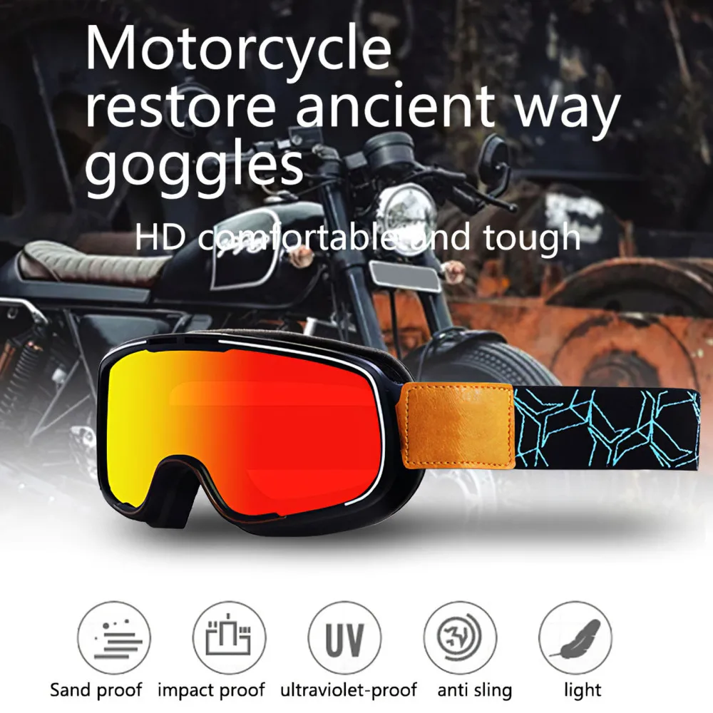 motorcycle chest protector Retro Motorcycle Glasses Men's Moto Racing Motocross Cafe Racer Windproof Retro Motorcycle Goggles Glasses Scooter Sunglasses women's motorcycle riding glasses
