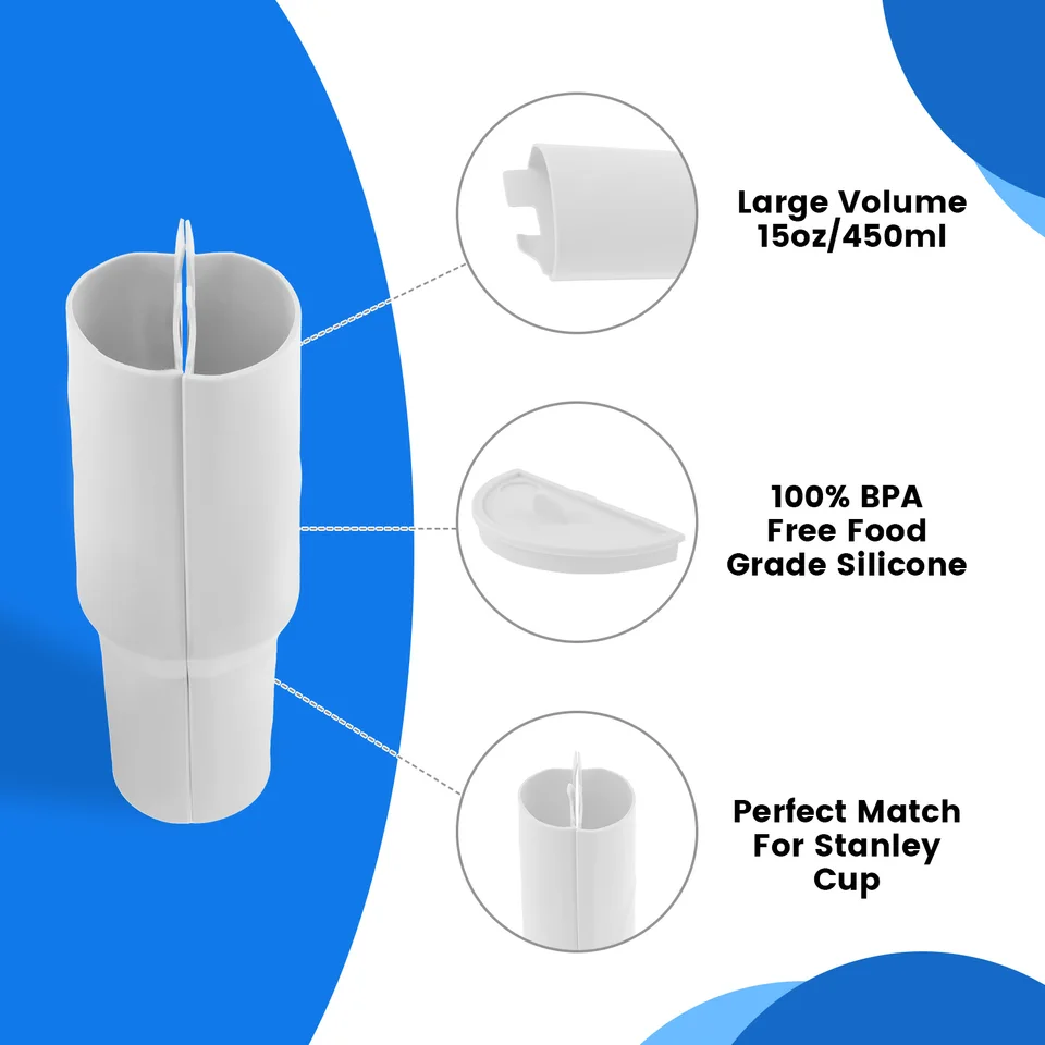 Accessori Per Stanley Cup 40 Oz - Set Con Separatore Bevande 2 In 1, Cannuccia, Rivestimento In Silicone (Rosa+Blu) - Foto 6