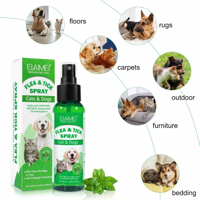 100ml PET Flea Tick Spray for Dogs Cats: Natural Pet Care with a Fresh Fragrance