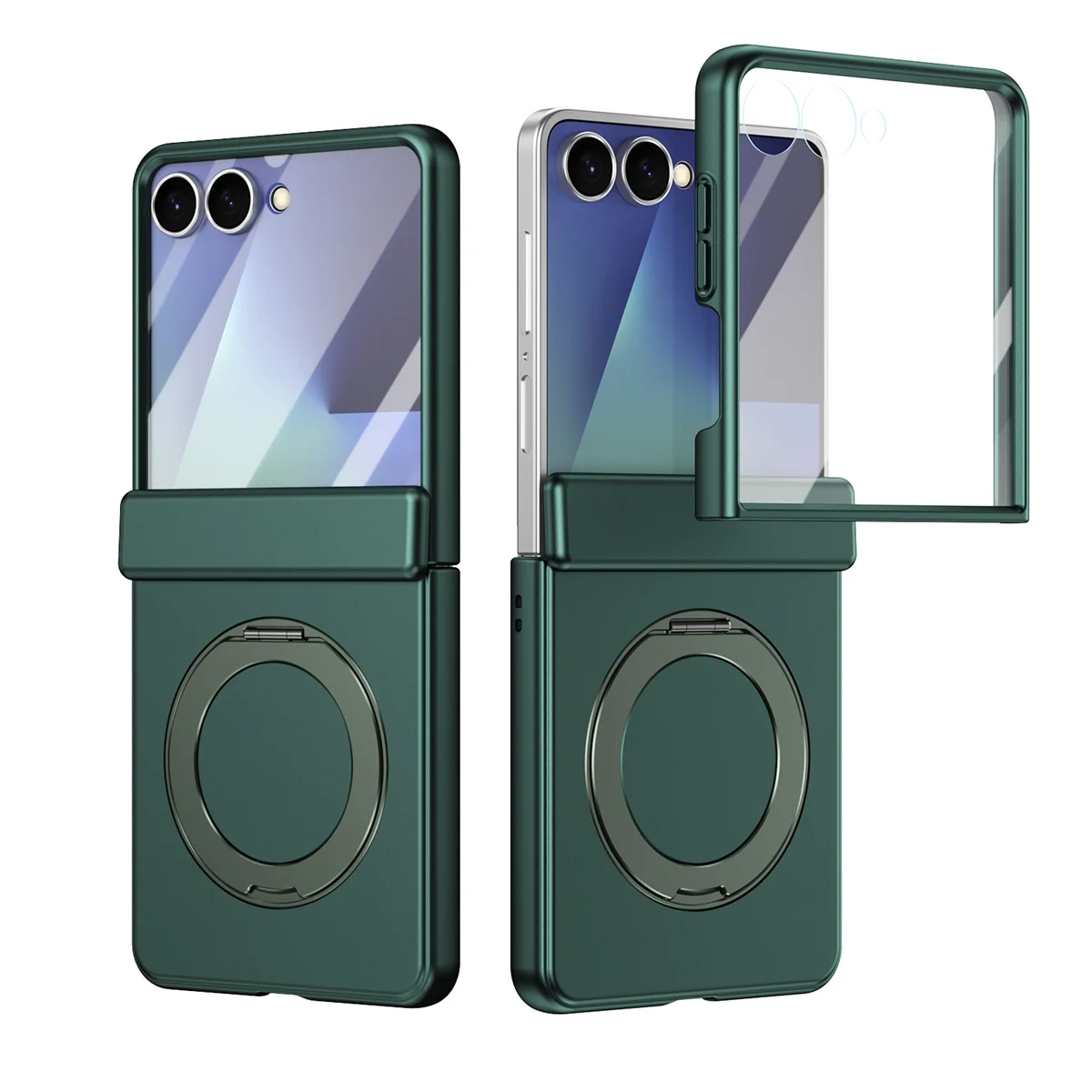 360° Rotating Ring Holder with Magsafe-Compatible Wireless Charging for Flip Phone Protective Case